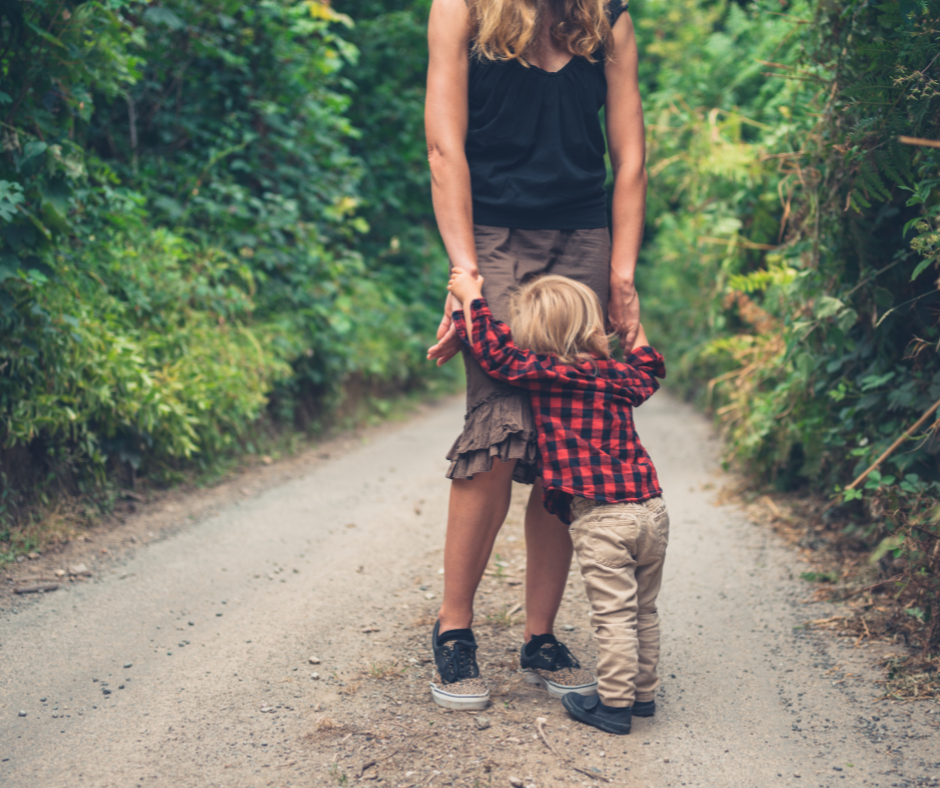 parent walking with child